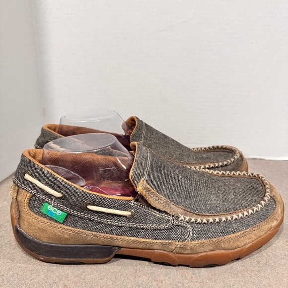 Twisted X Men’s Brown Gray Canvas Moccasins Driving Shoes 10.5 main image 6